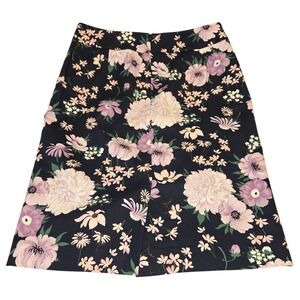 Ann Taylor Factory Floral Print Career‎ Skirt Purple Pink Flowers Size 4